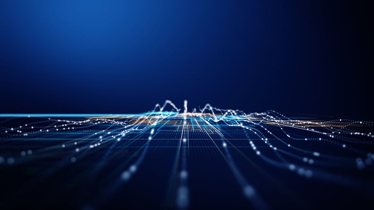 Abstract 3D digital grid with data