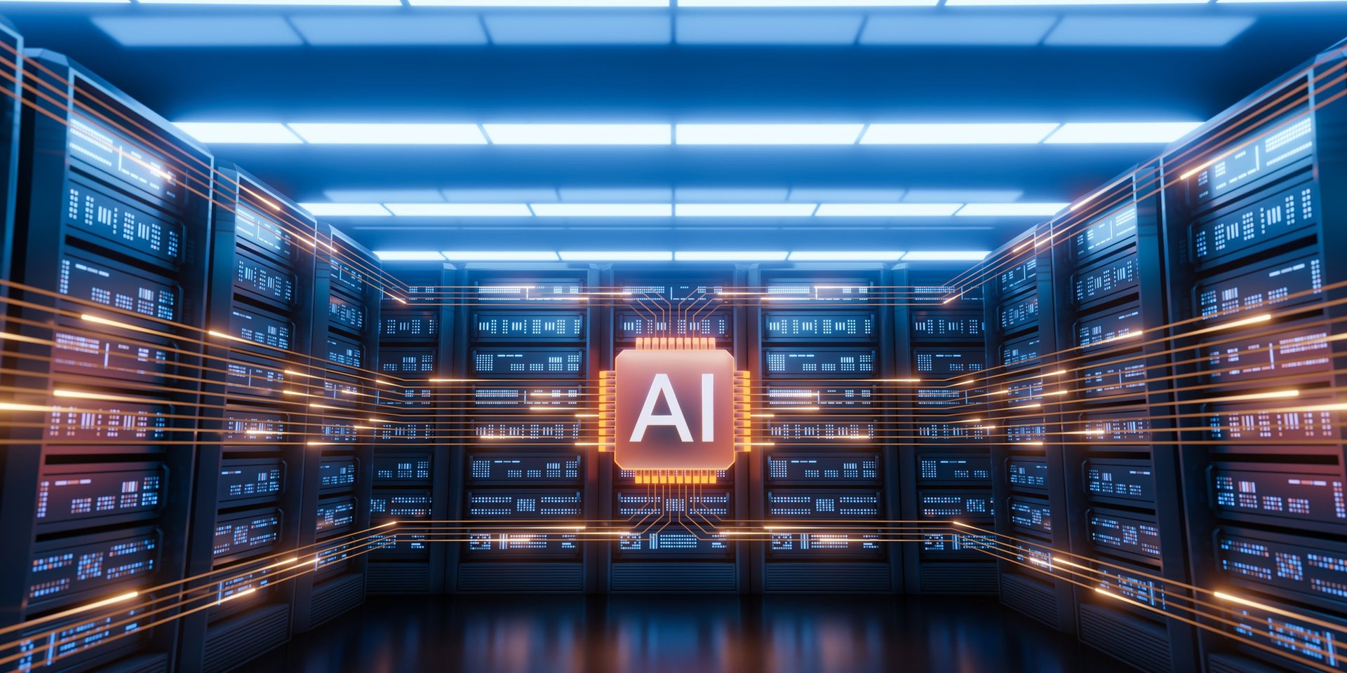 Futuristic AI server room
